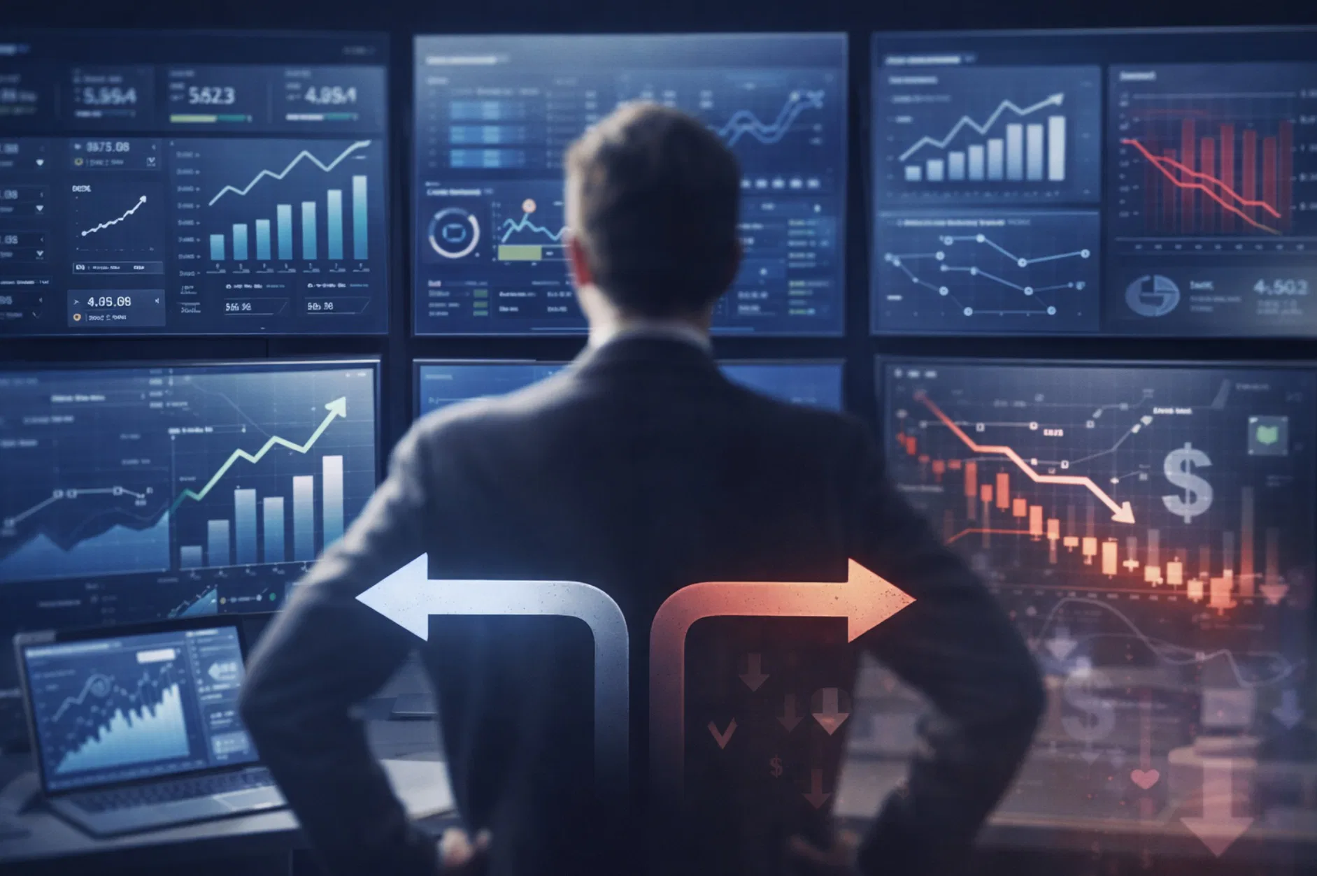 Dati aziendali e dashboard finanziarie che mostrano come decisioni errate possano far perdere valore alle aziende nonostante informazioni corrette