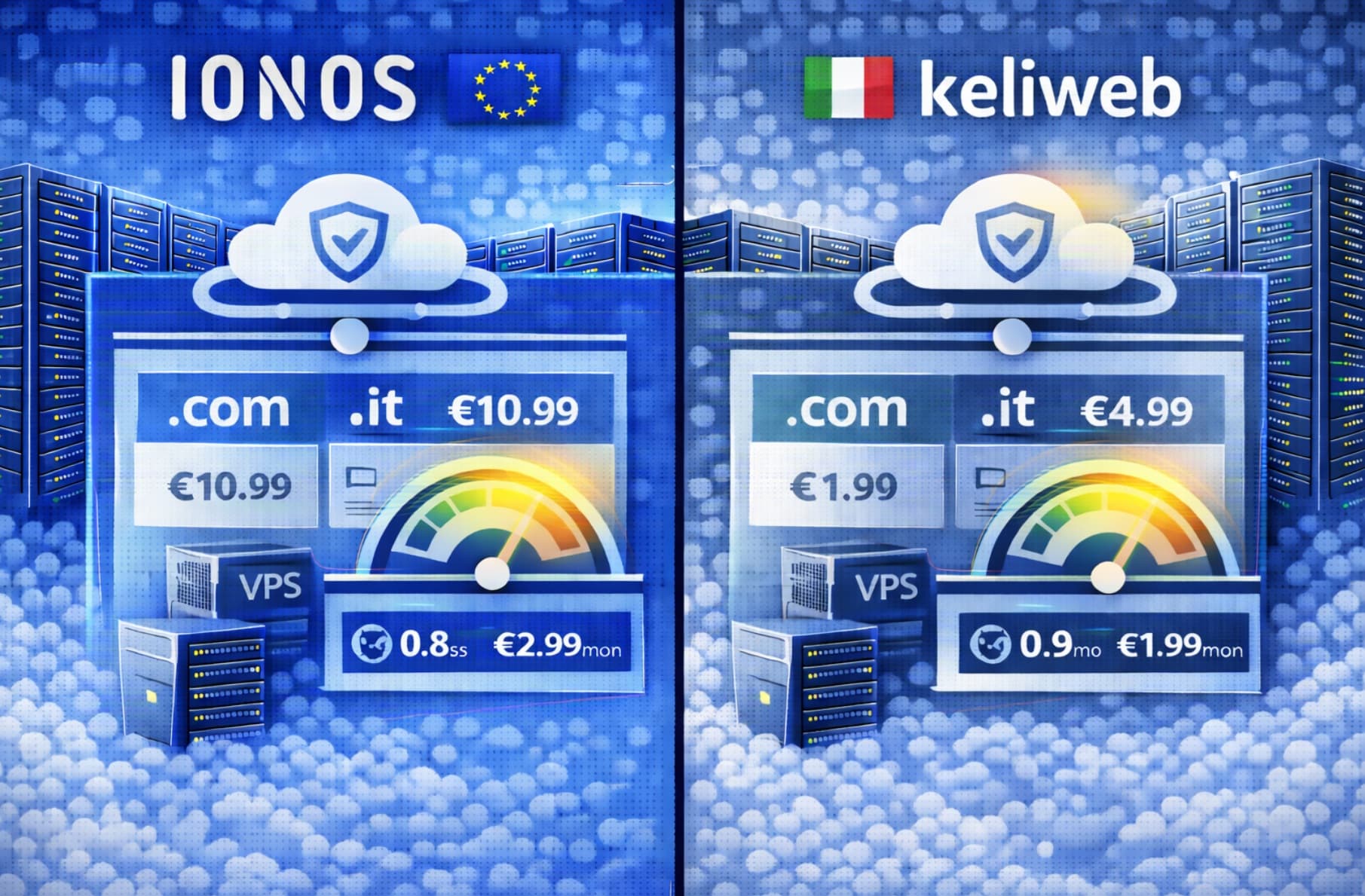 Confronto tra IONOS e Keliweb per hosting web, VPS e servizi cloud