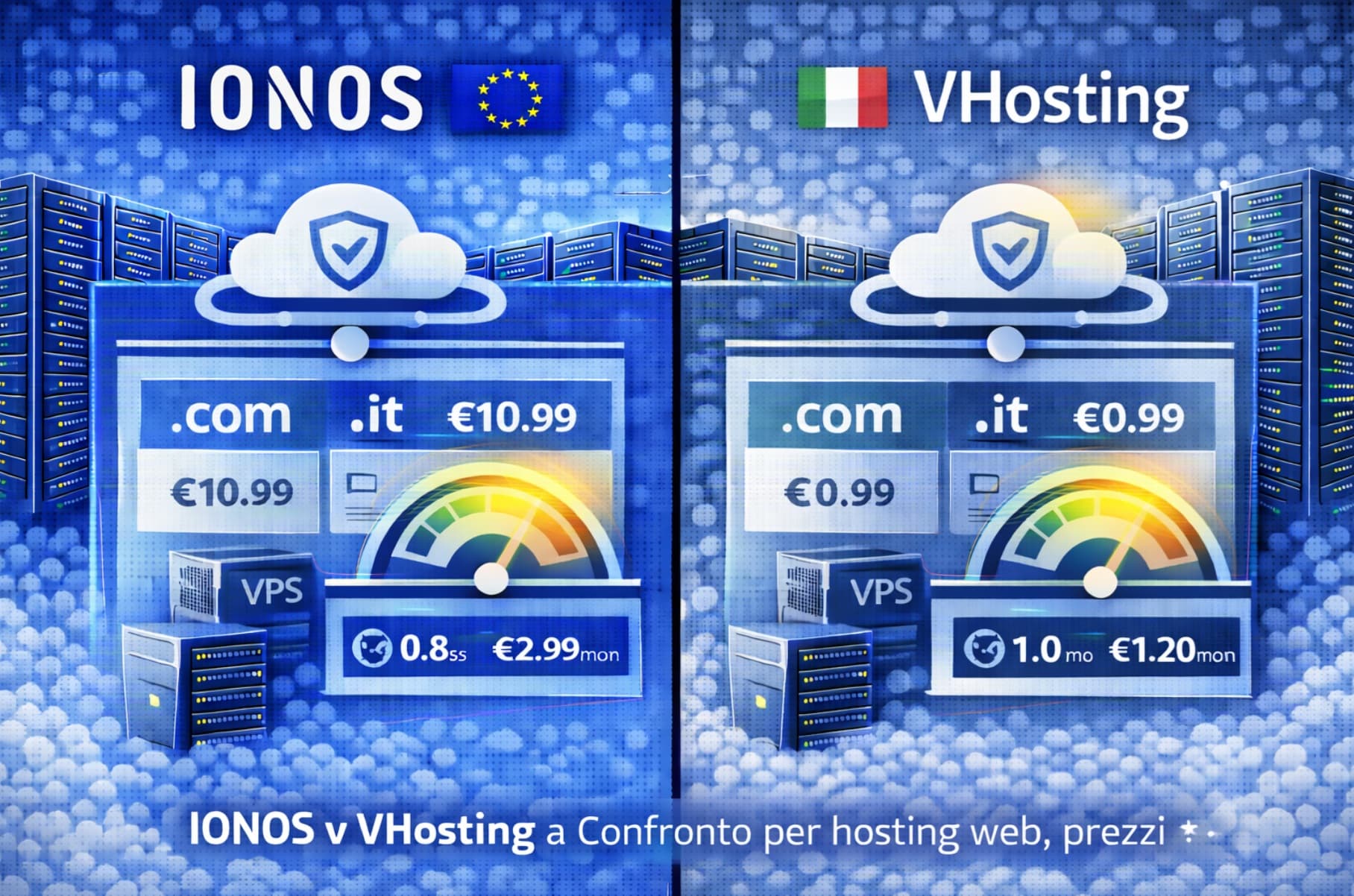 IONOS vs VHosting – Confronto Hosting IONOS e VHosting a confronto per hosting web, prezzi e prestazioni