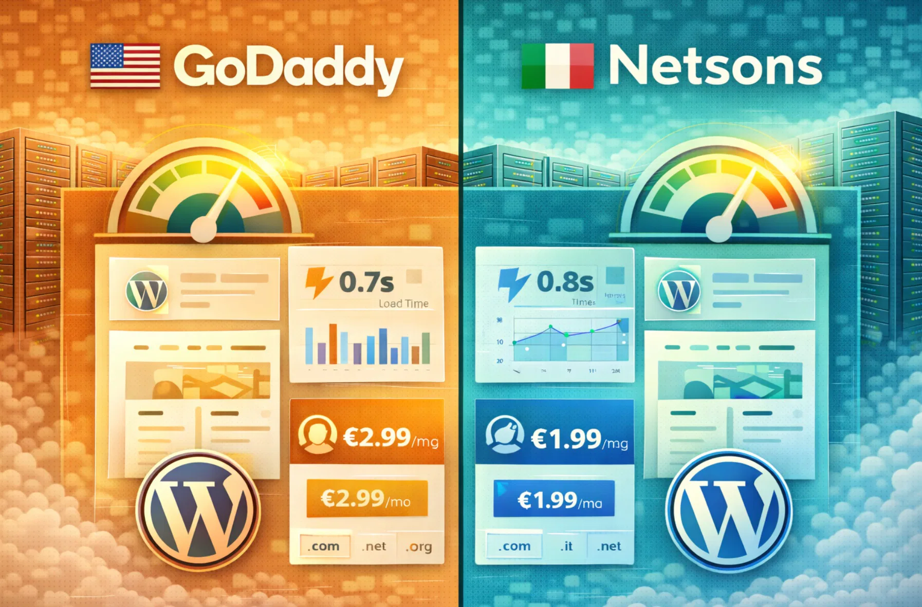 Confronto GoDaddy vs Netsons hosting