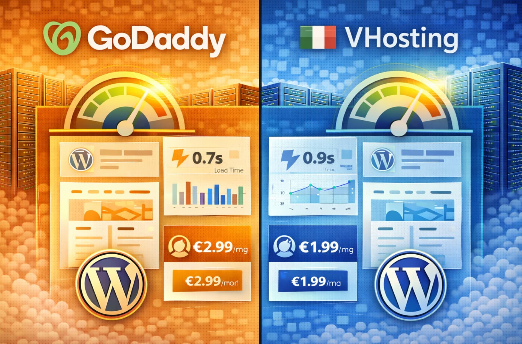 Confronto GoDaddy vs VHosting hosting