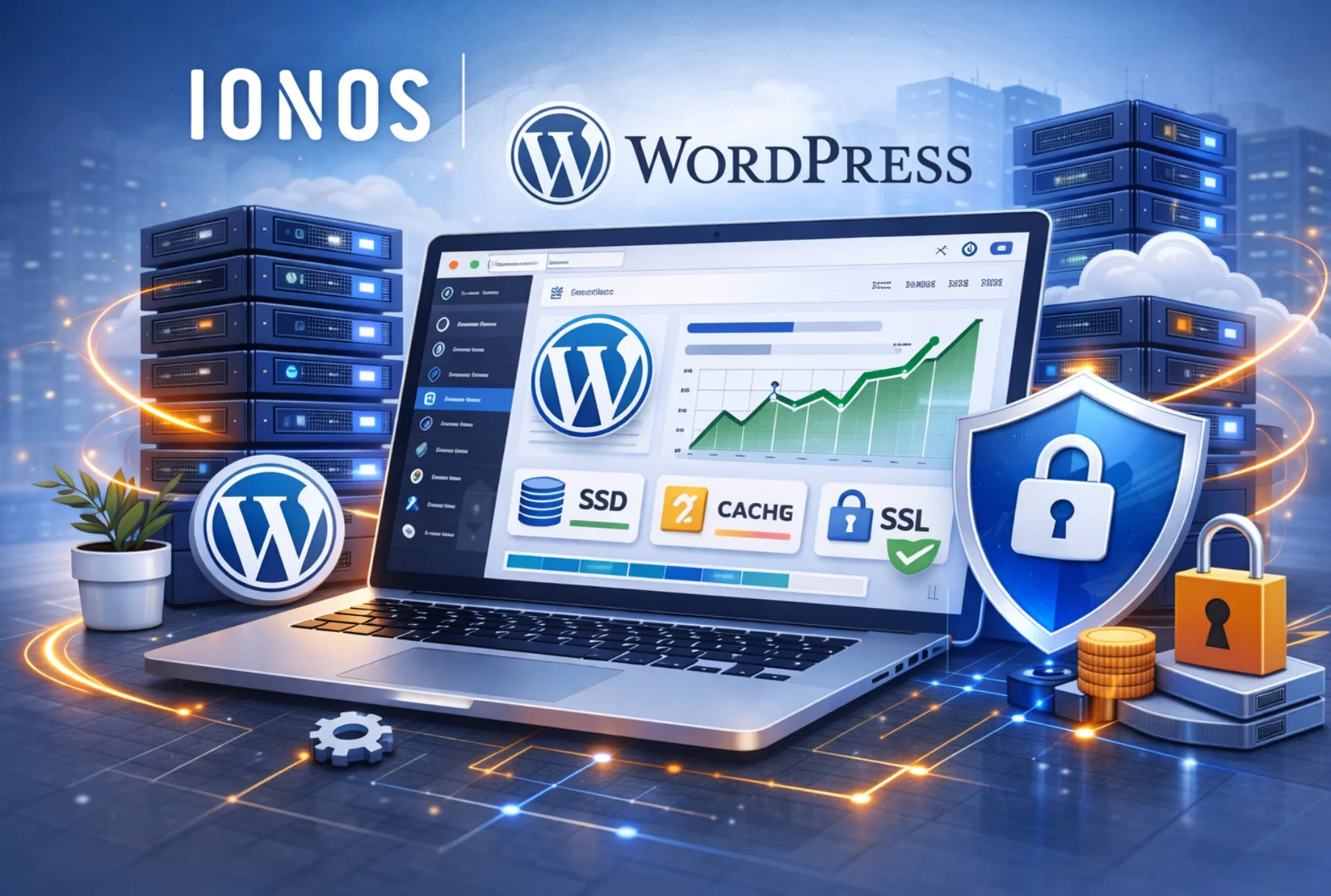 Hosting IONOS per WordPress con focus su velocità e sicurezza