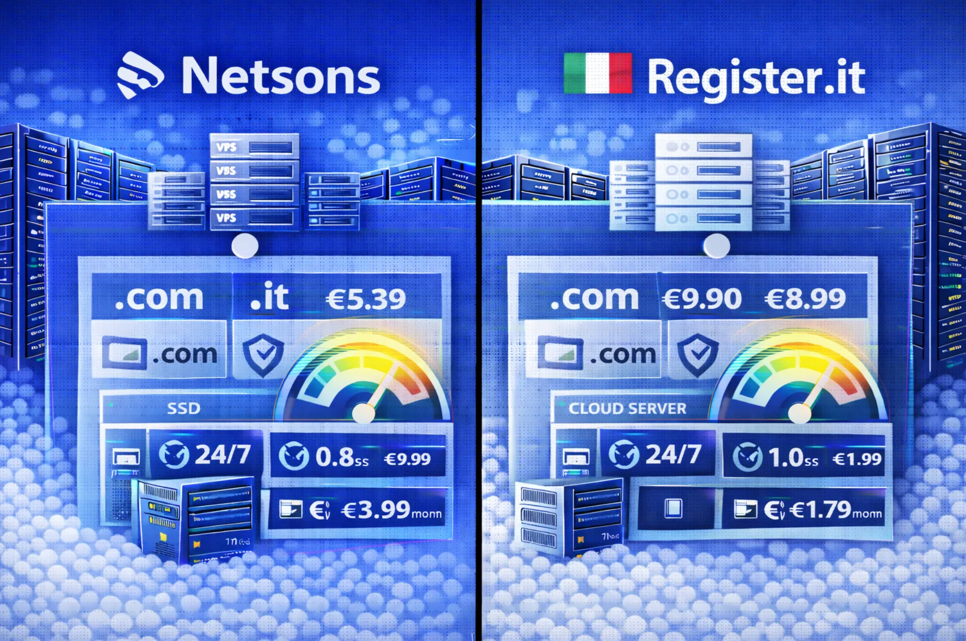 Confronto Netsons e Register.it per hosting e gestione domini