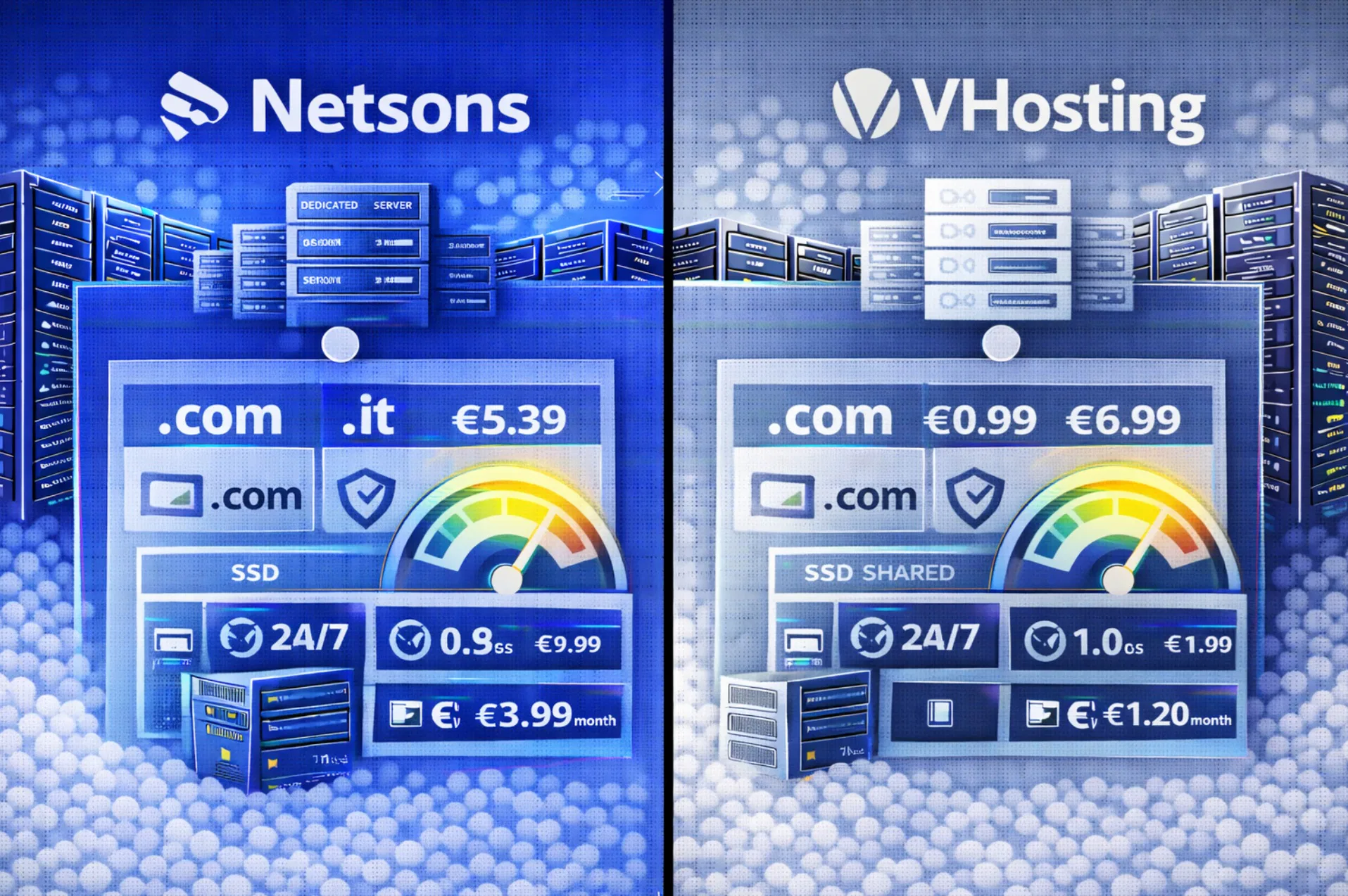 Confronto Netsons e VHosting tra prezzo e performance