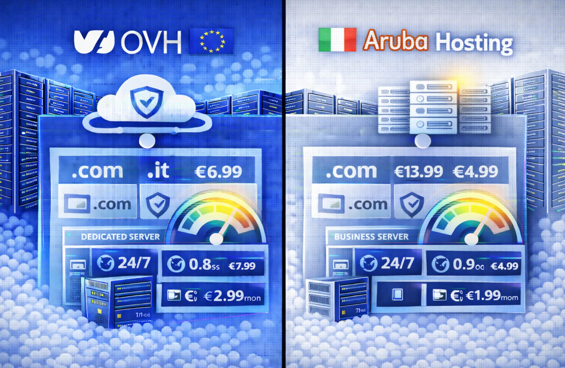 Confronto tra OVH e Aruba Hosting per soluzioni business e server cloud