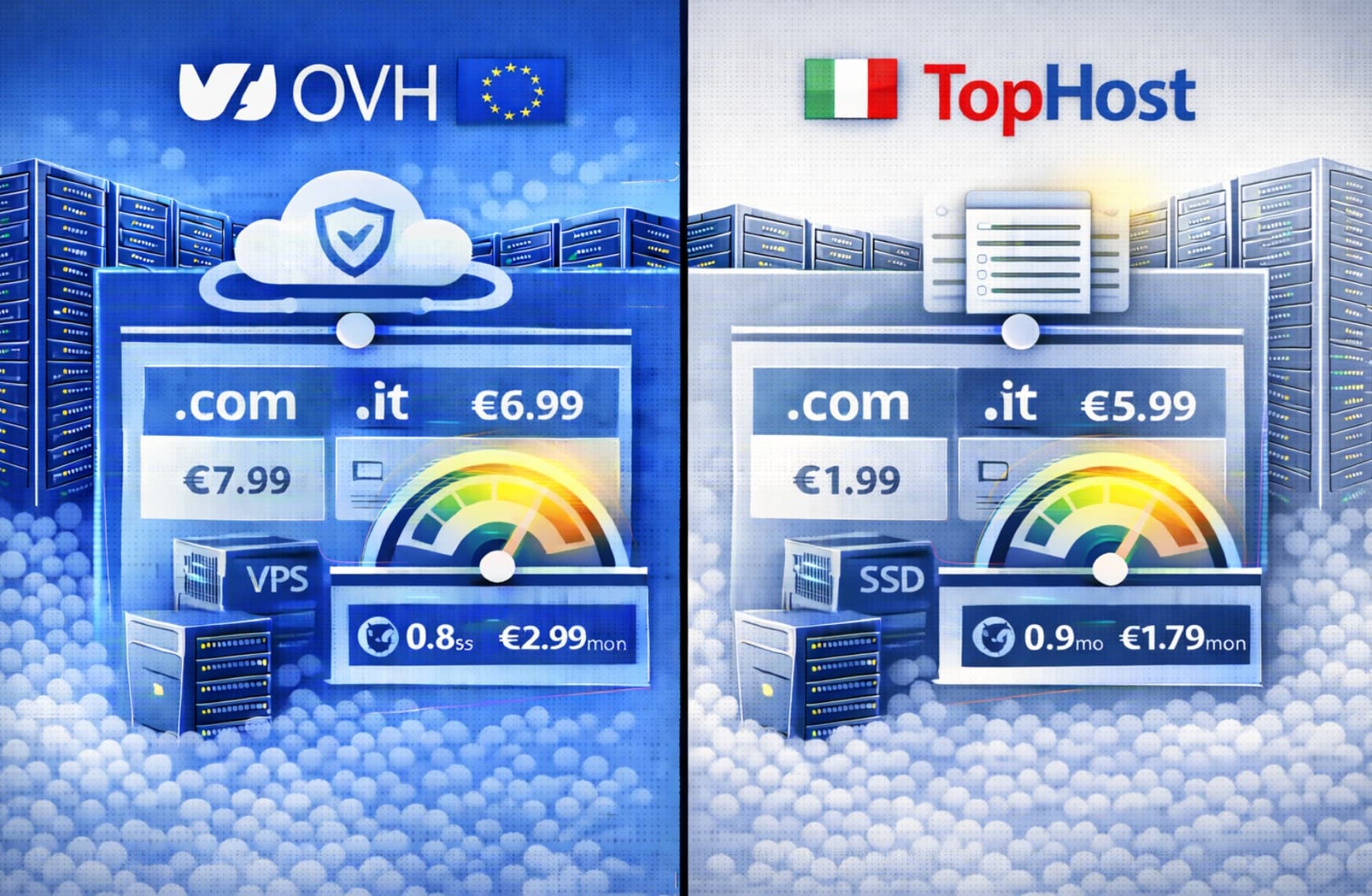 OVH vs TopHost – Hosting a Confronto OVH e TopHost a confronto tra cloud europeo e hosting economico italiano