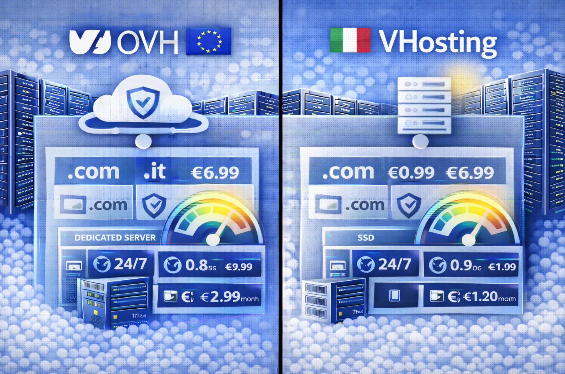 Confronto tra OVH e VHosting per hosting economico e infrastruttura cloud europea