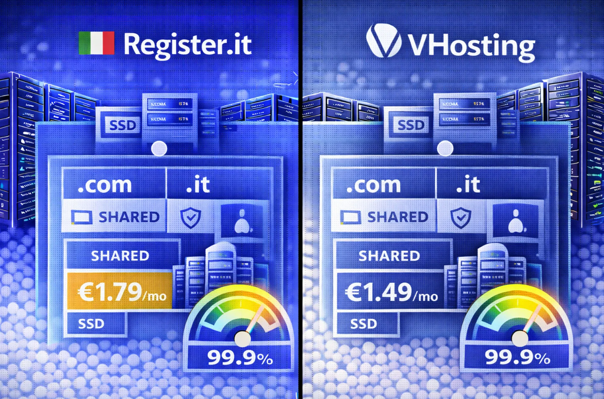 Confronto tra Register.it e VHosting per hosting web e prezzi