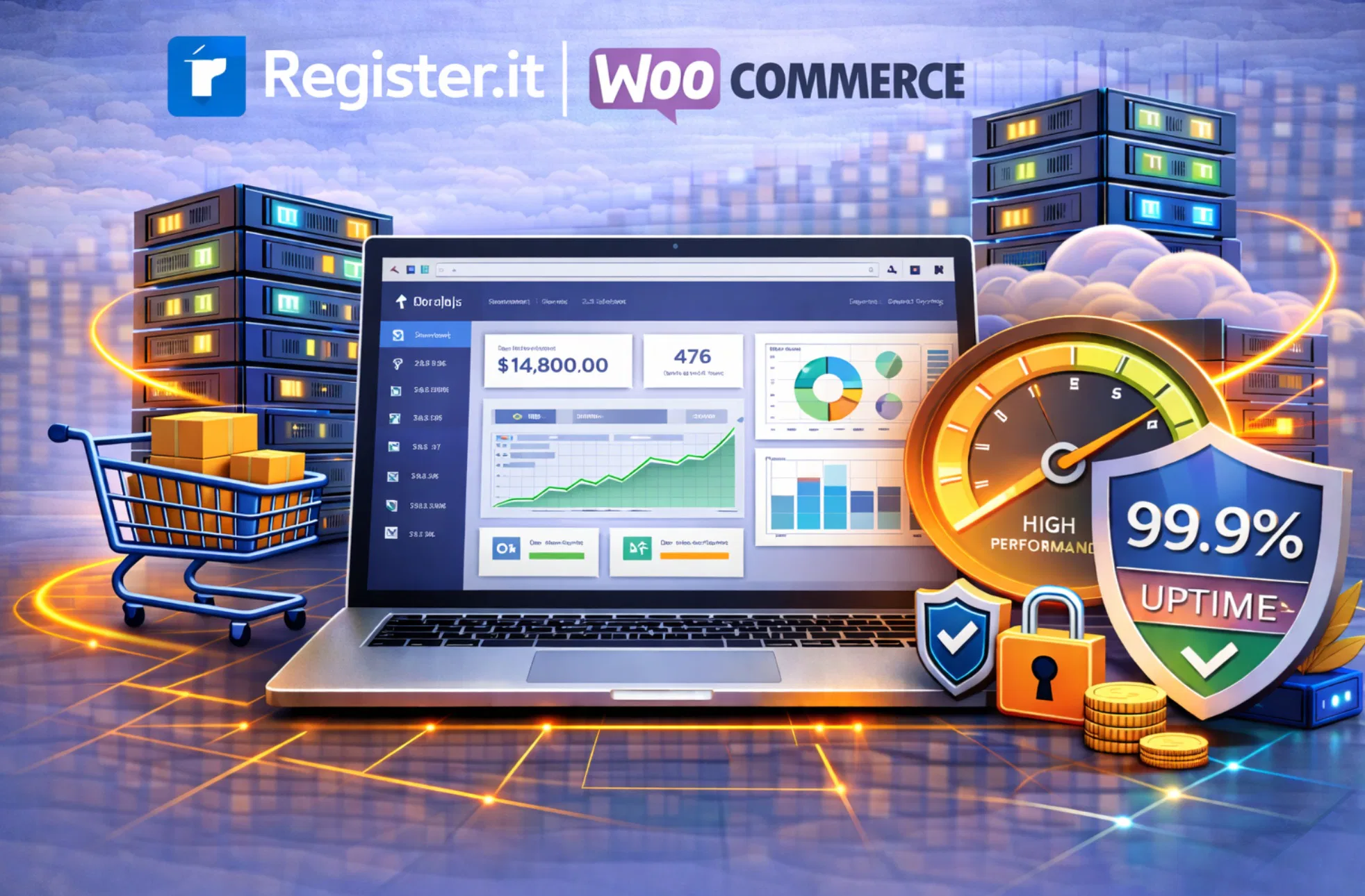 Hosting Register.it per WooCommerce con focus su ecommerce e performance