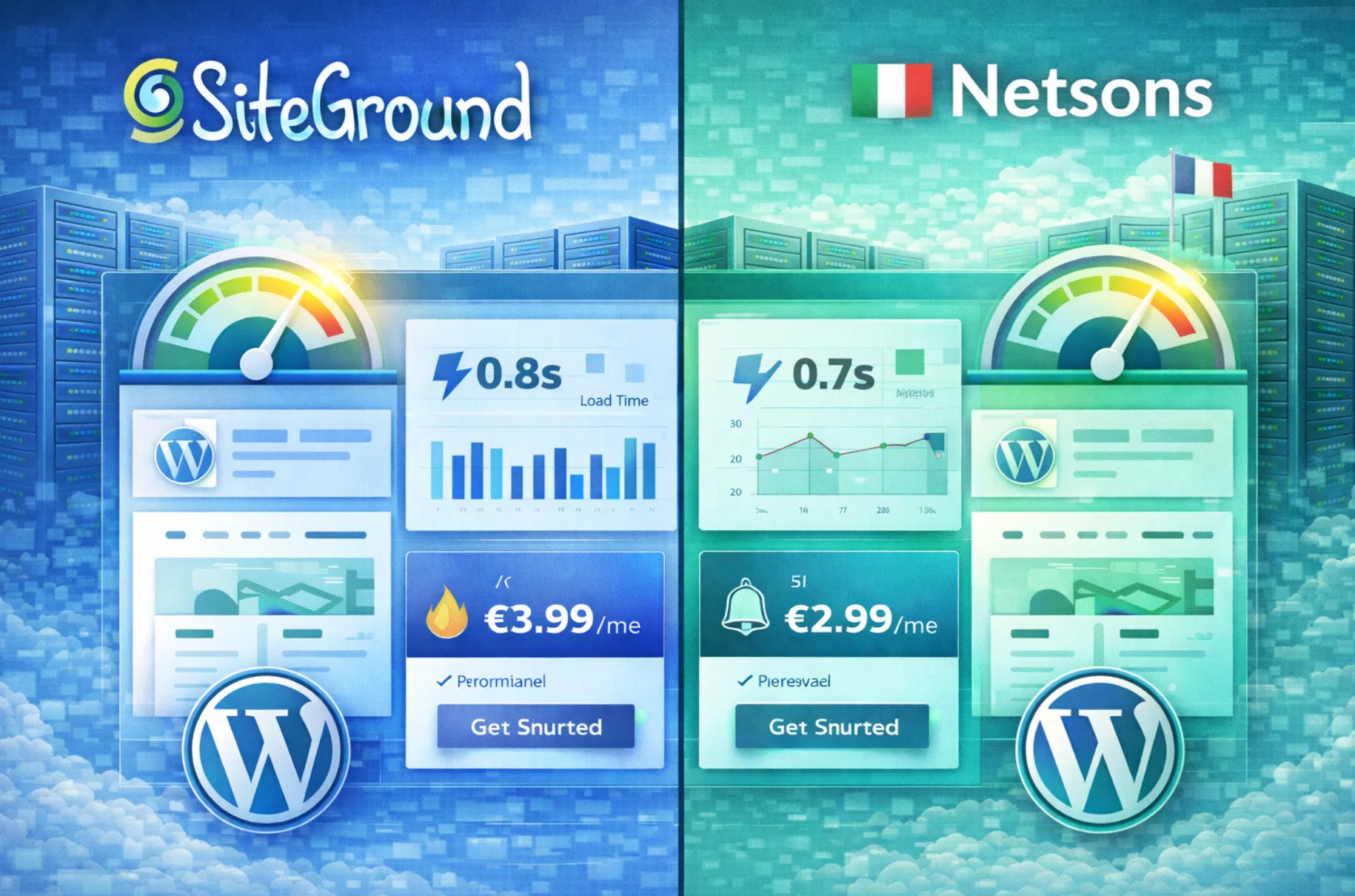 Confronto SiteGround vs Netsons hosting WordPress e web