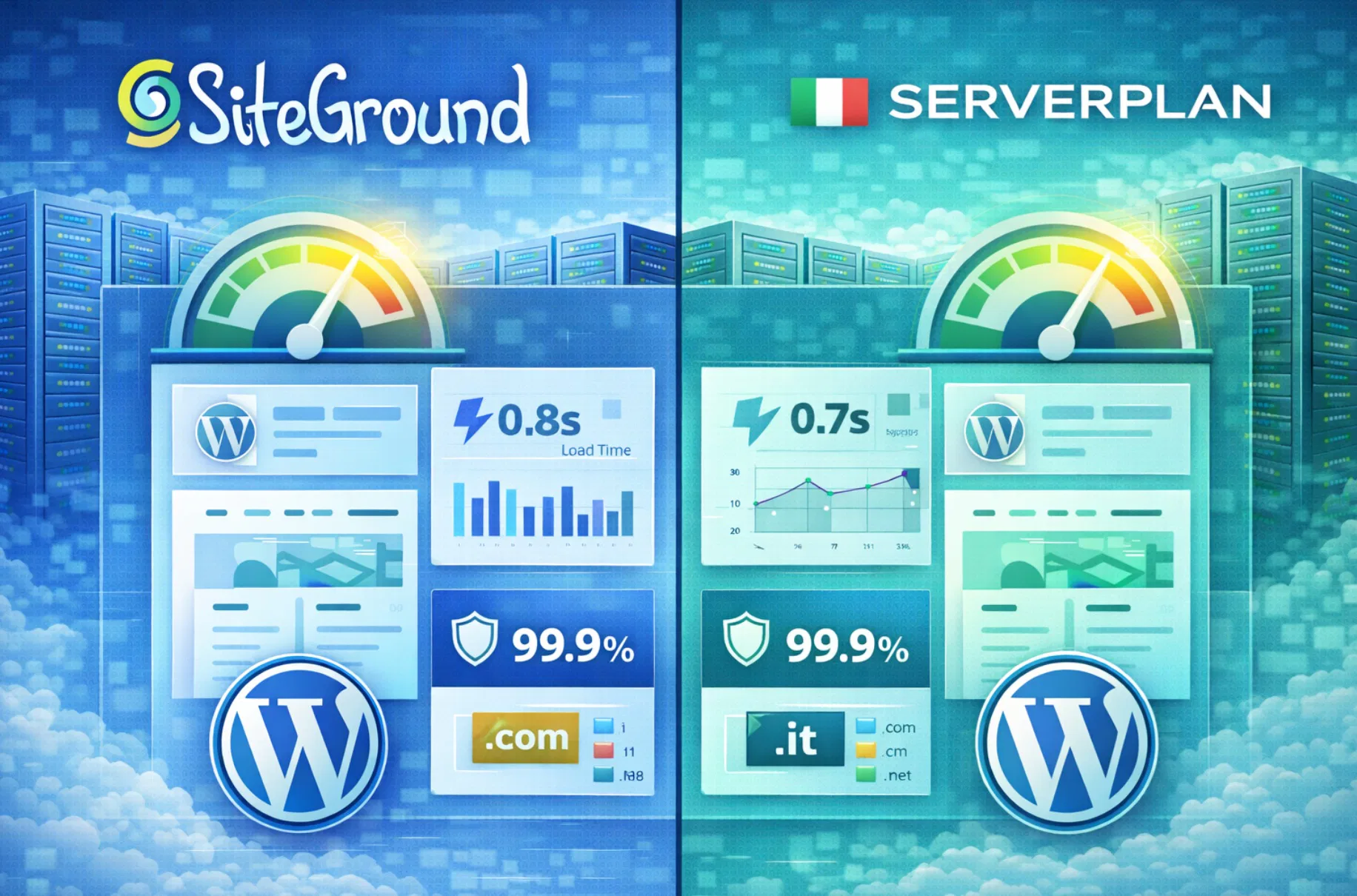 Confronto SiteGround vs Serverplan hosting web e WordPress