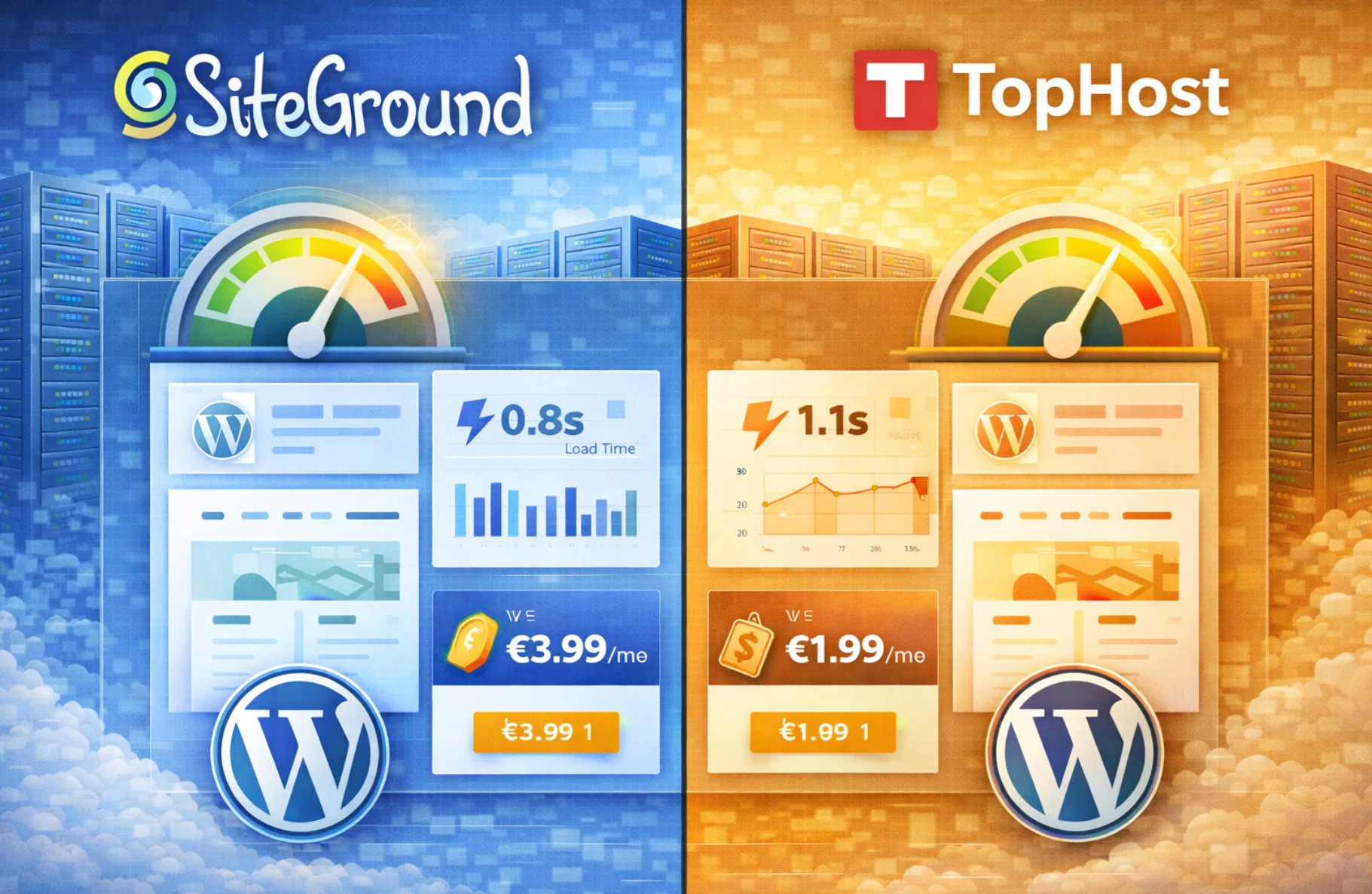 Confronto SiteGround vs TopHost hosting web e WordPress