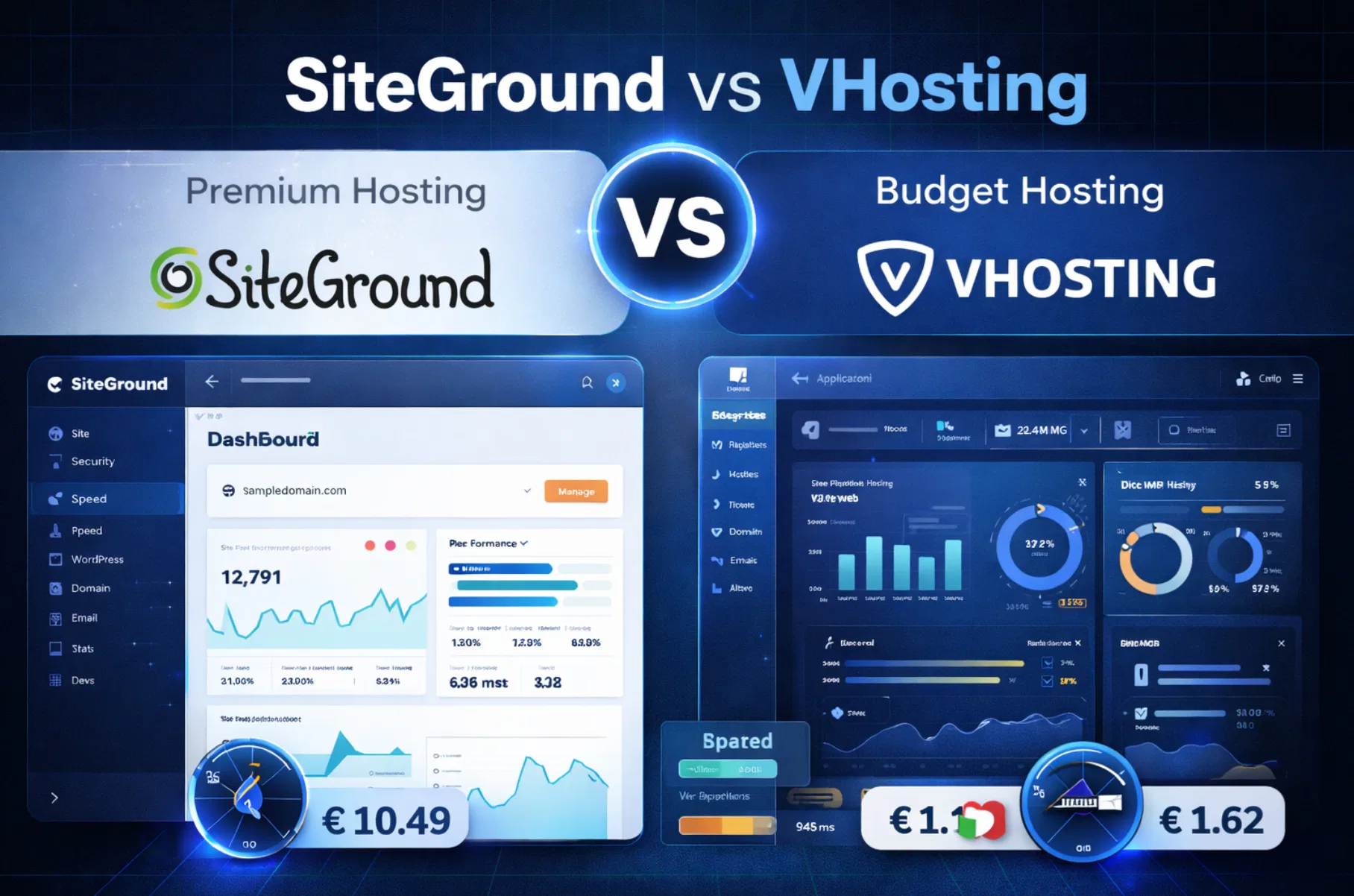 Confronto SiteGround vs VHosting hosting WordPress