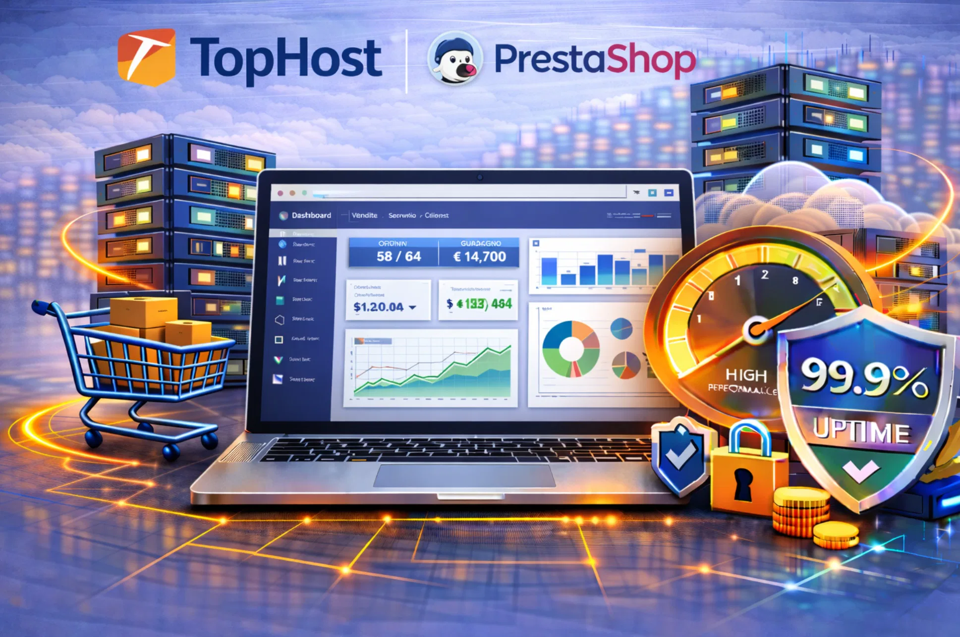 Hosting TopHost per PrestaShop con focus su stabilità e uptime