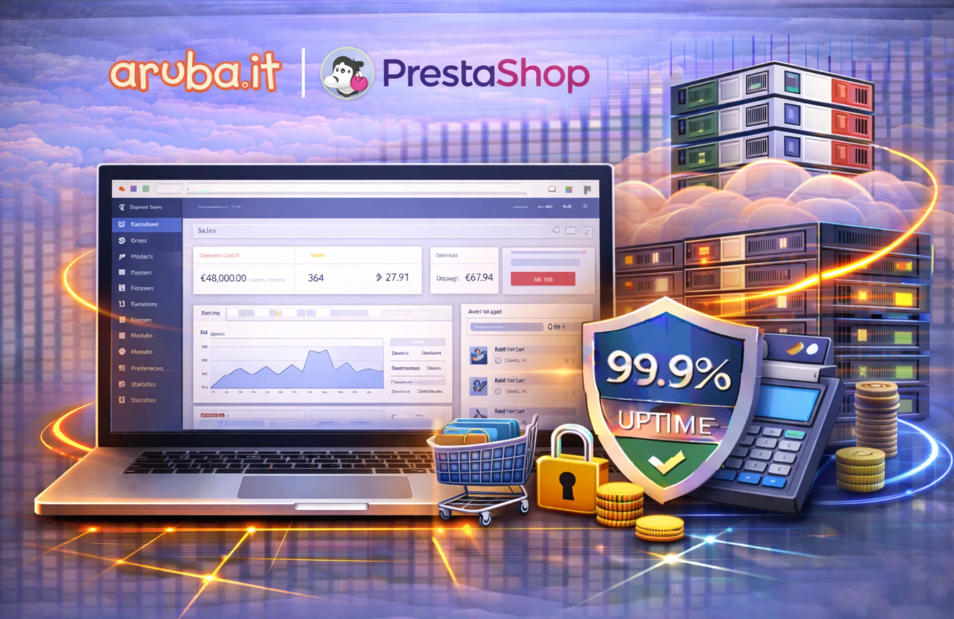 Hosting Aruba per PrestaShop con focus su stabilità e uptime