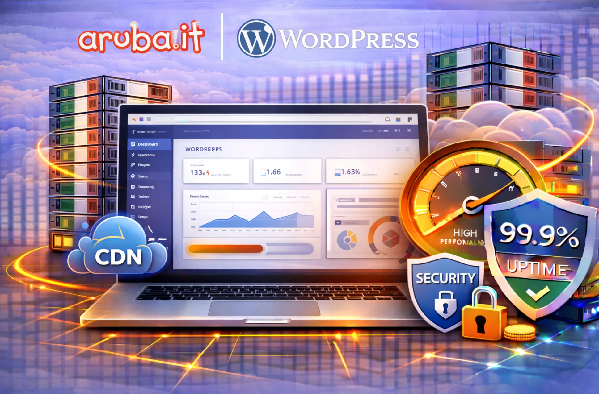 Hosting Aruba per WordPress con focus su performance e sicurezza
