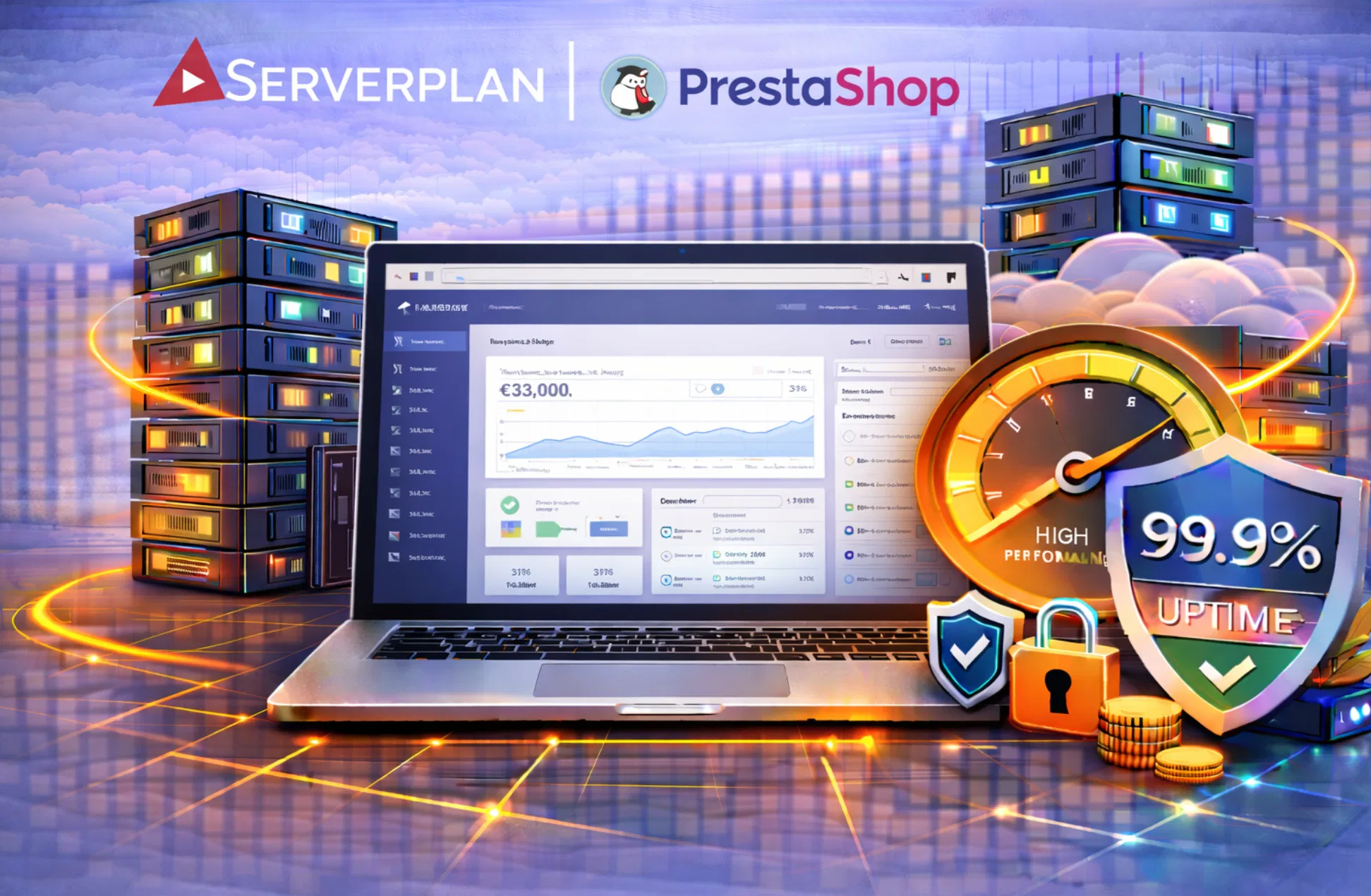 Hosting Serverplan per PrestaShop con focus su stabilità e uptime